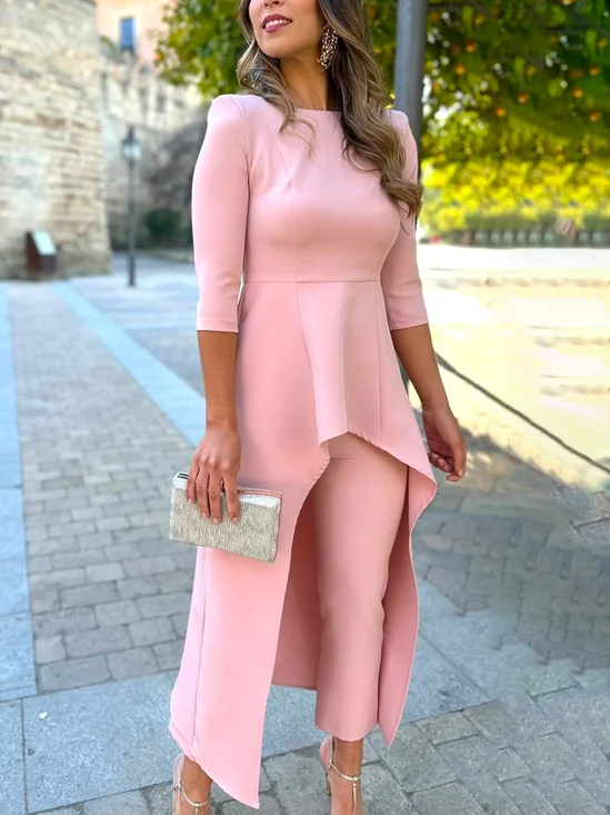 Crew Neck Elegant Regular Fit Plain Shirt