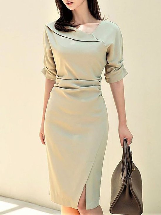 Asymmetrical Plain Regular Fit Elegant Dress