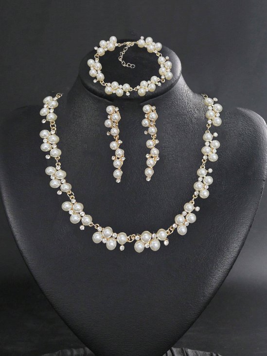 3pcs/set Elegant Imitation Pearl Luxury Jewelry Set Wedding Bridal Jewelry Accessories