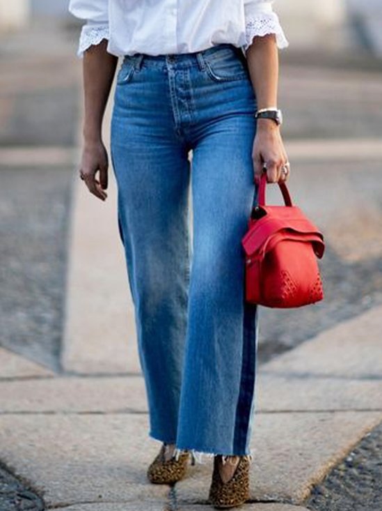 Urban Color Block Denim  High Waist  Jeans