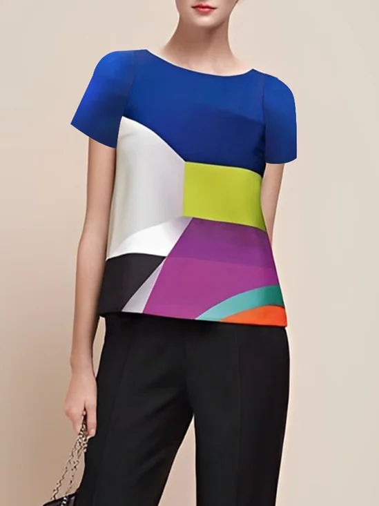 Regular Fit Geometric Urban Short Sleeve Shirt