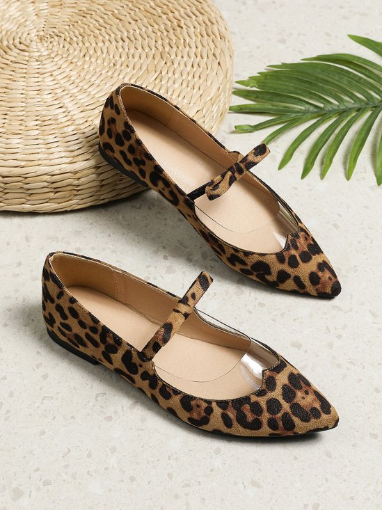 Casual Leopard Transparent PVC Paneled Mary Jane Shoes