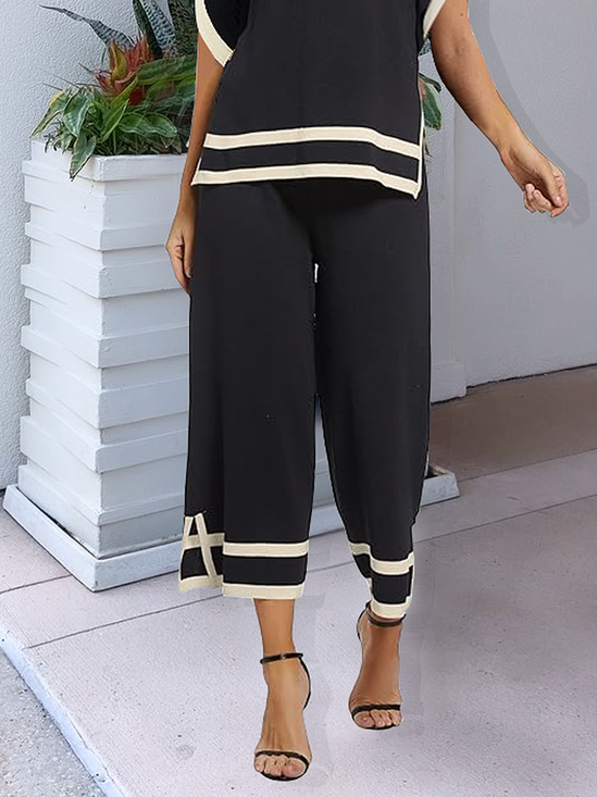 High Elasticity Loose Casual Color Block Pants Ankle Pants