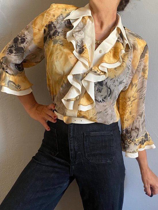 Shirt Collar Urban Regular Fit Blouse