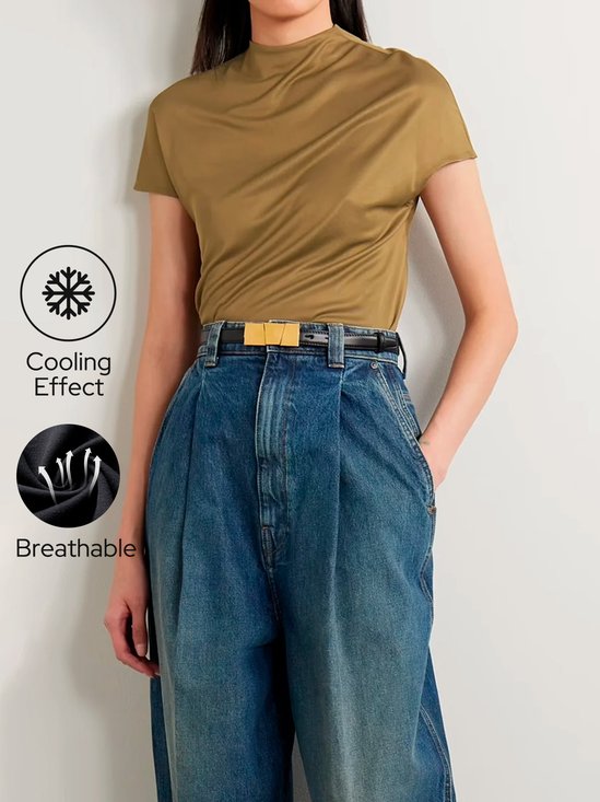 Better Basics Cooling Breathable Pleated T-Shirt