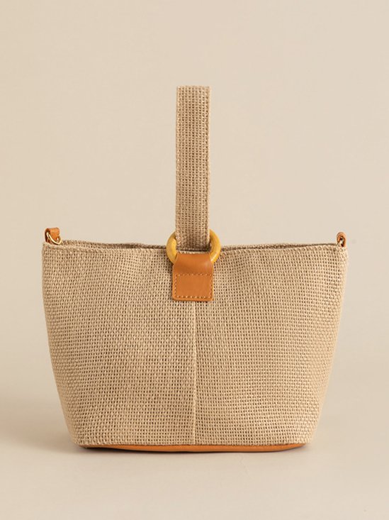 Linen Woven Bucket Handbag