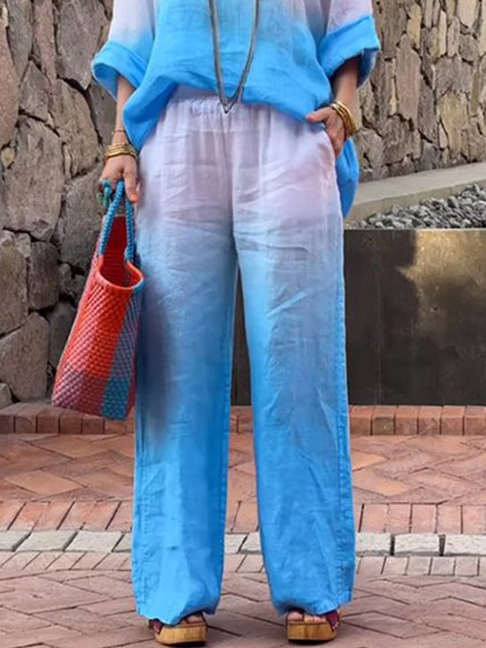 Ombre Long Casual Loose Straight Pants