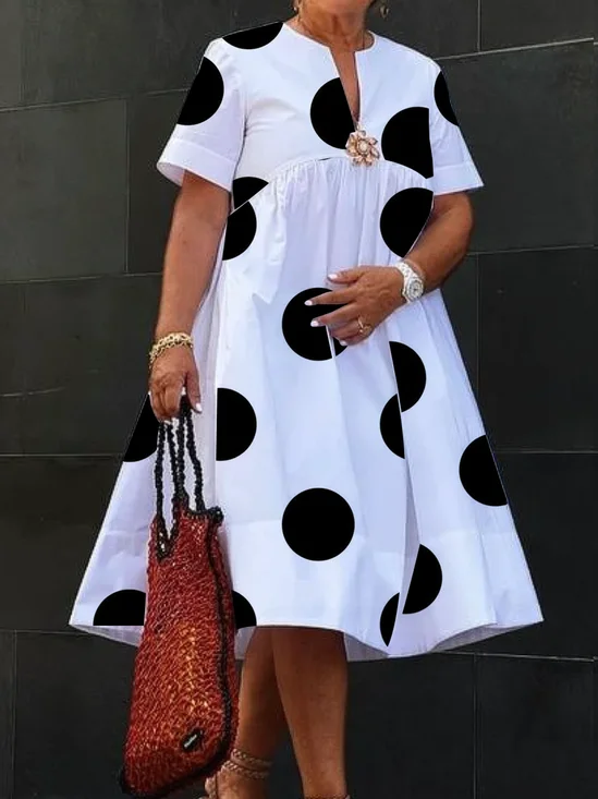 Urban Polka Dots Loose Midi Dress