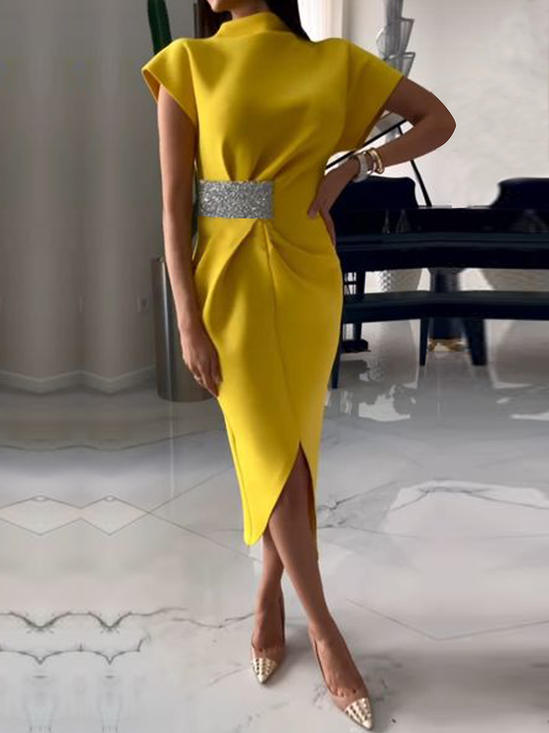 Women Elegant Patchwork Sleeveless Maxi Dress Fashion Stand Collar Waist Hollow Out Bodycon Dresses Lady Party Evening Robe