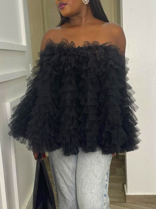 Strapless Elegant Plain Loosen Tank Top