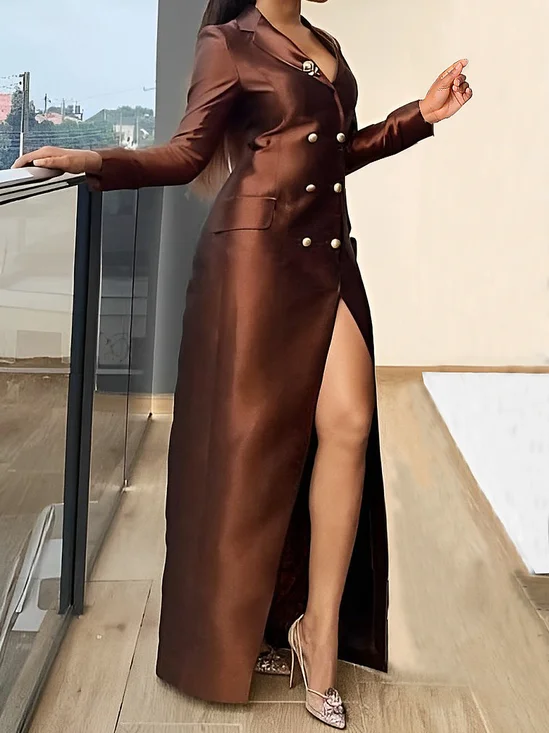 Elegant Lapel Collar blazer Maxi Dress