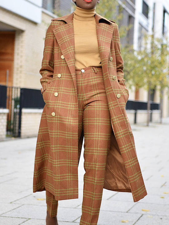 Stylish Loose Solid Color Lapel Collar Outerwear