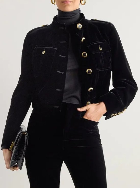 Velvet Disc Button Outerwear