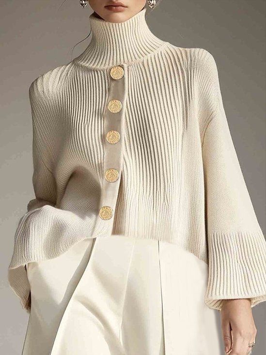 Stylish Button Raglan Sleeve Pullover