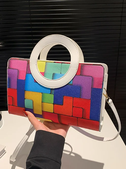 PU Color Block Classic Backpack