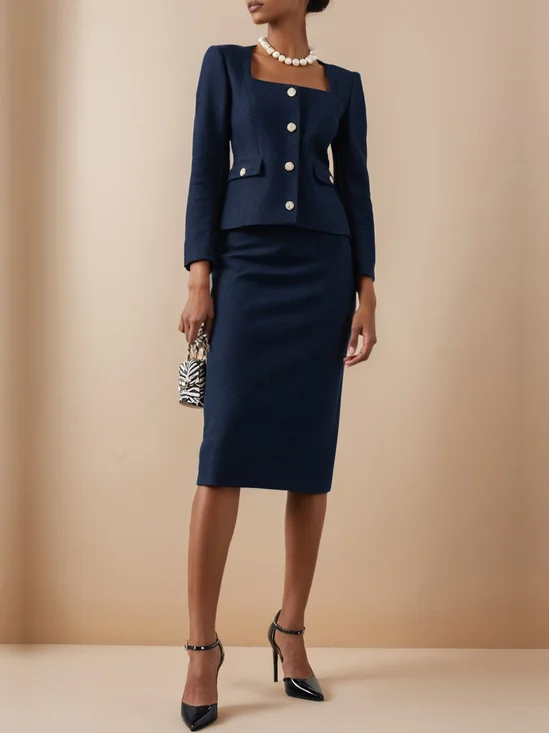 Elegant Plain Knee Length Skirt