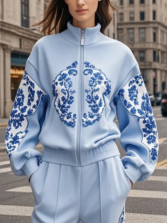 Printed Mock Neck Jackets