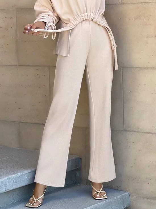 Casual Plain Loose Straight Pants