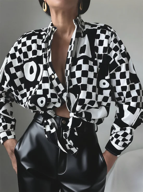 Casual Plaid Printing Shirt Collar Shirt