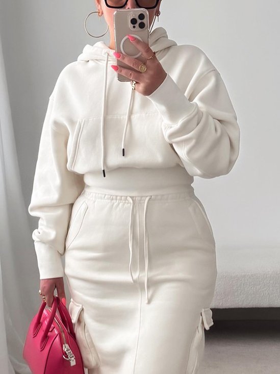 Casual Plain Raglan Sleeve Hoodie