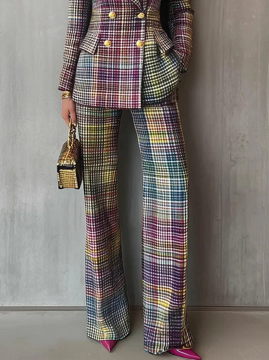 Urban Multi-Plaid Straight-Leg Pants