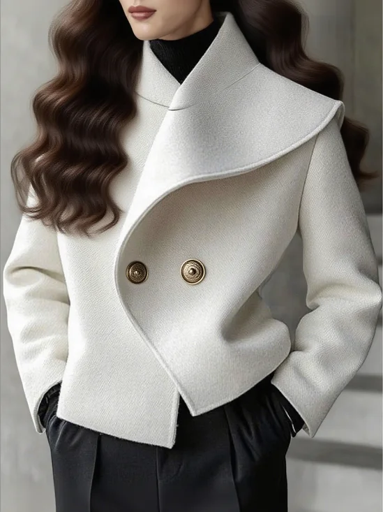 Casual Plain Stand Collar Jacket