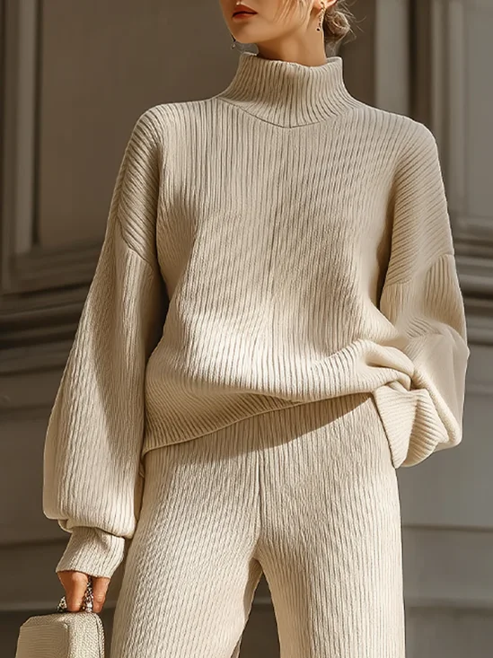 Yarn/Wool Yarn Casual Plain Turtleneck Sweater