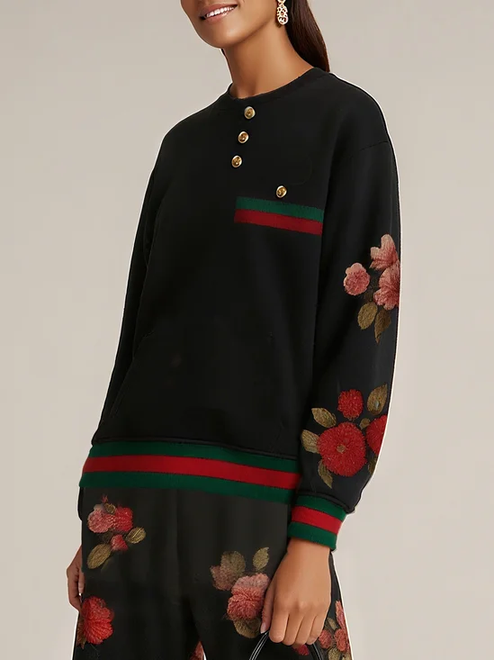 Urban Floral Split Joint Sweatshirt