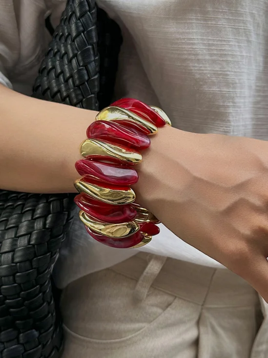 Resin patchwork bracelet Creative color gradient elastic bracelet for women