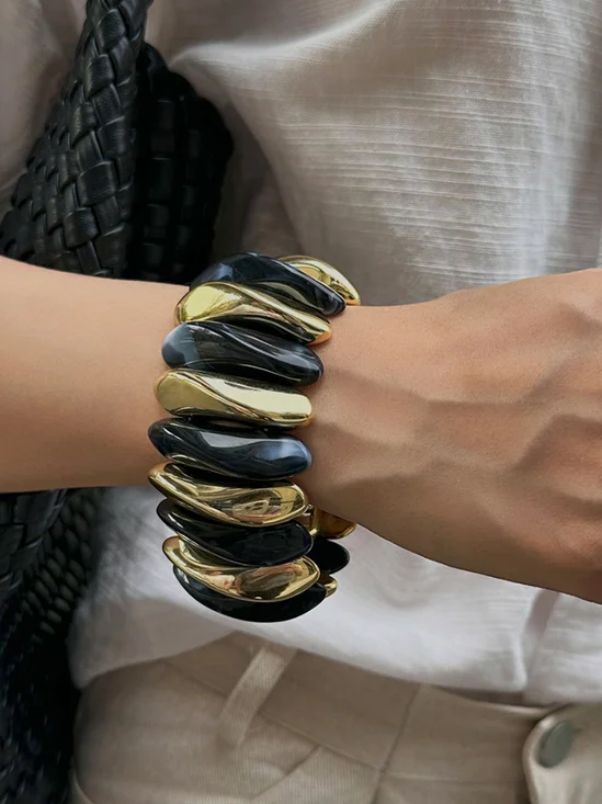 Resin patchwork bracelet Creative color gradient elastic bracelet for women