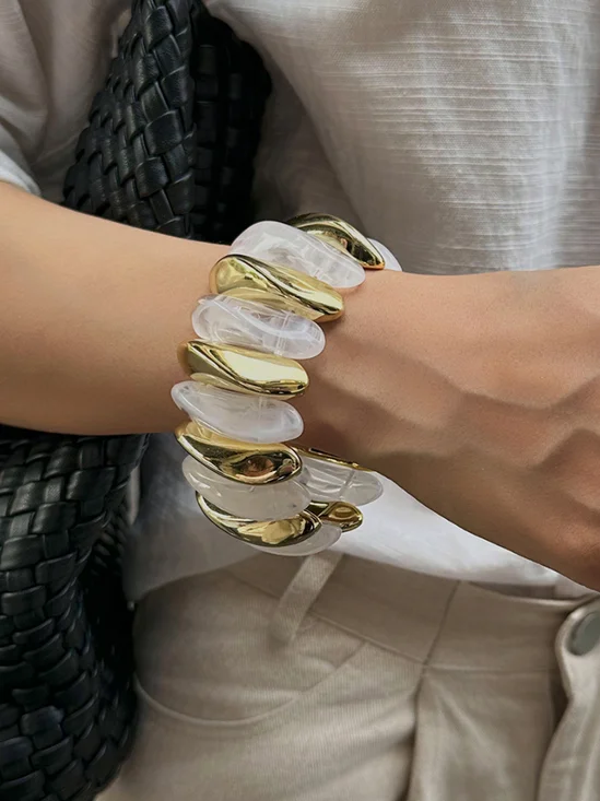 Resin patchwork bracelet Creative color gradient elastic bracelet for women