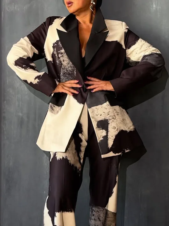Urban Printing Random Print Lapel Collar Blazer