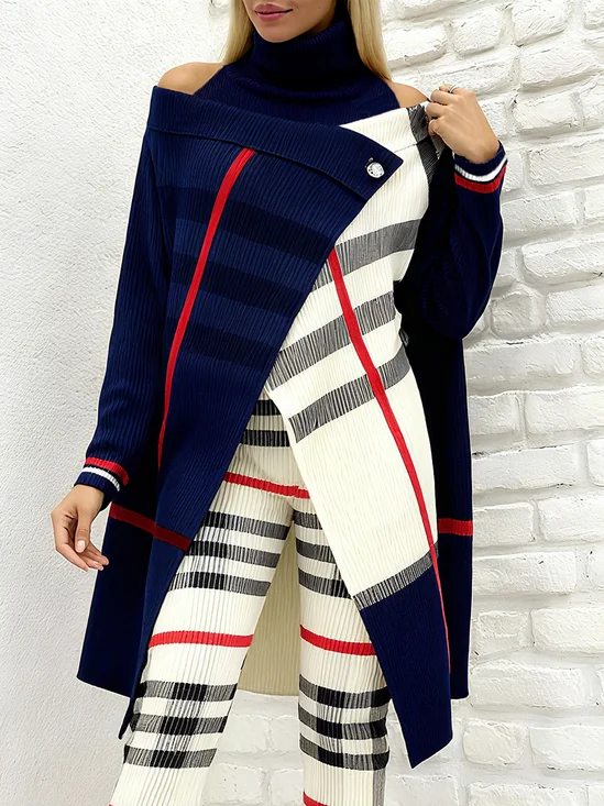 Casual Plaid Turtleneck Loosen Sweater