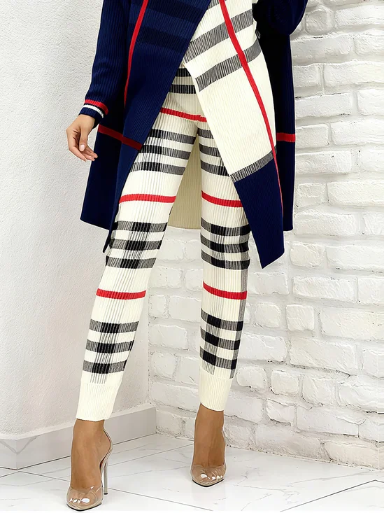 Casual Plaid Sweater Legging Pants