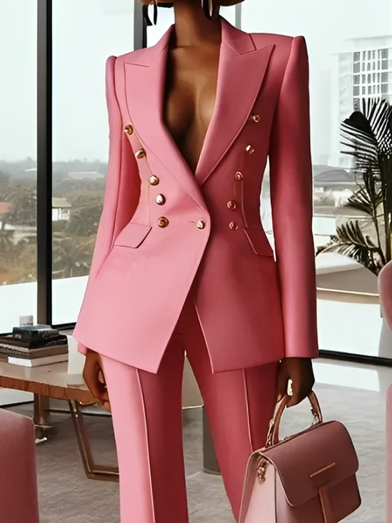 Urban Plain Lapel Collar Blazer