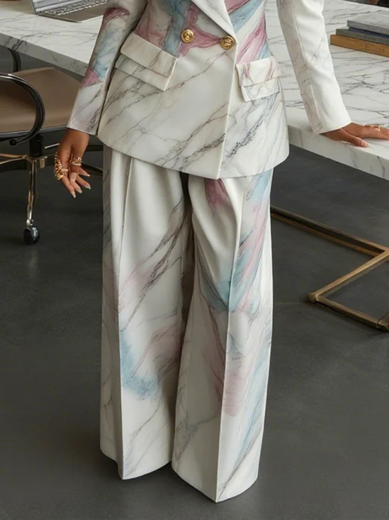 Elegant Abstract Printing Wide Leg Pants