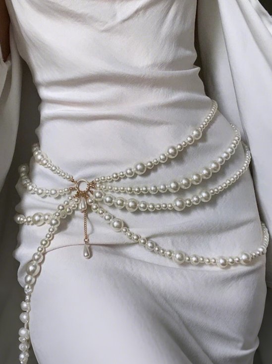 Elegant Plain Pearl Belt