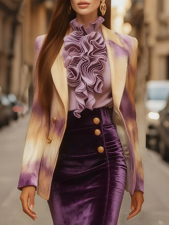 Urban  Printing Gradient Lapel Collar Blazer