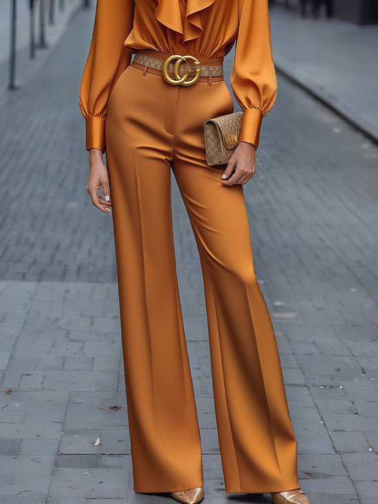 Urban Plain Straight Pants No Belt