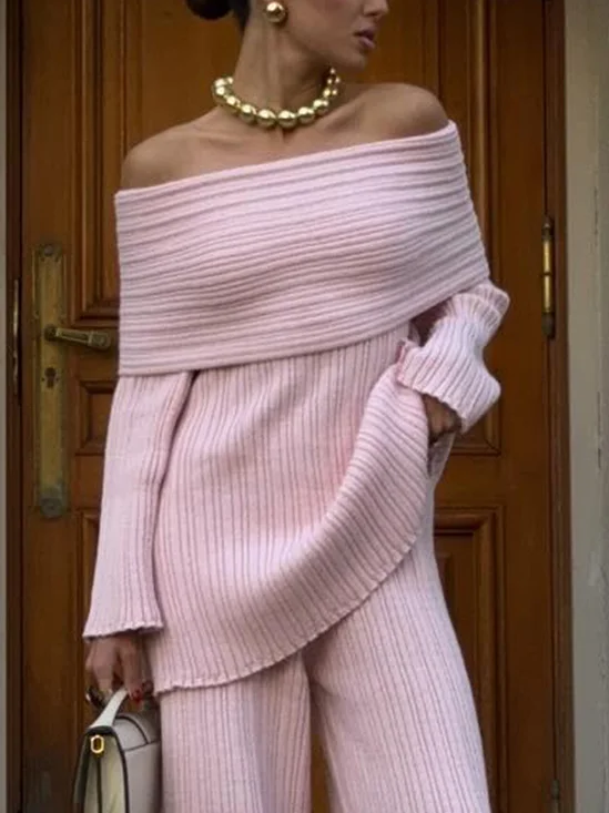 Elegant Plain Cold Shoulder Sweater
