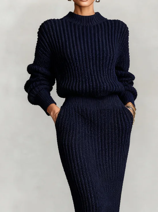 Casual Plain Crew Neck Sweater