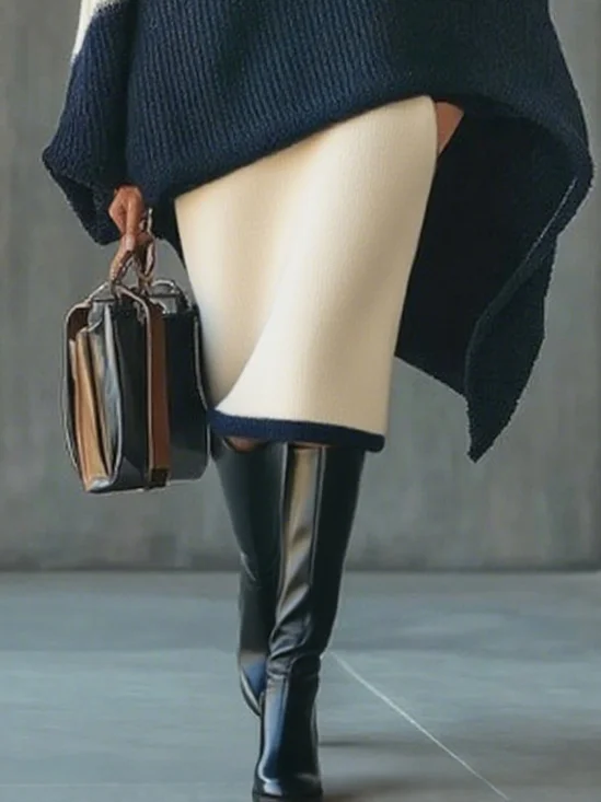 Urban Color Block Sweater Skirt