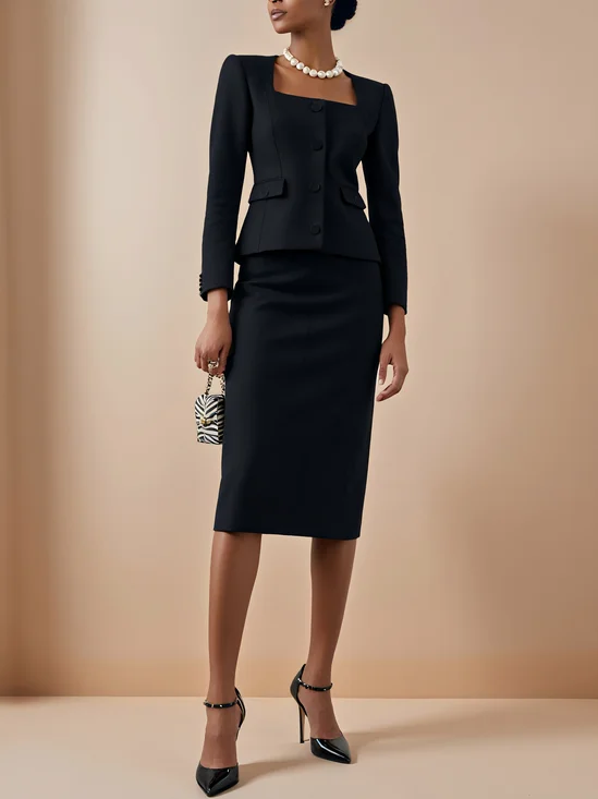 Elegant Plain Regular Fit Skirt