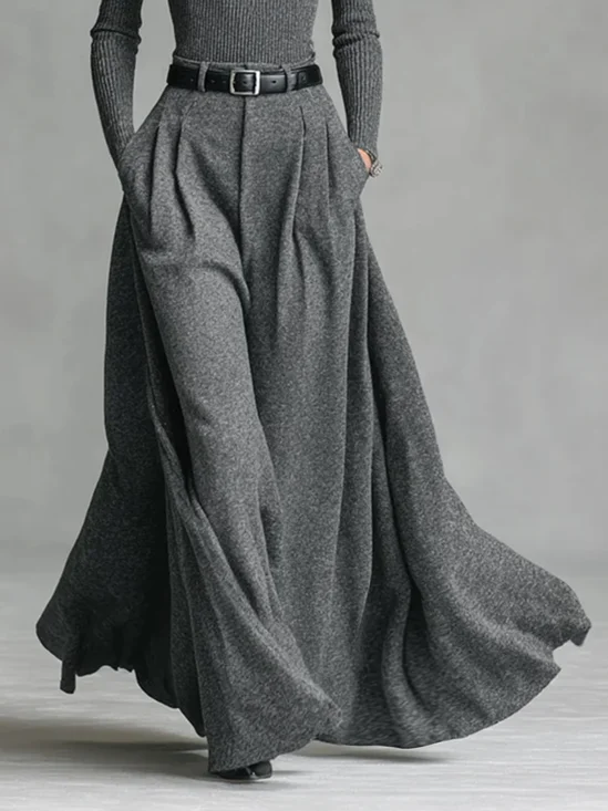 Urban Zipper Plain Maxi Skirt With Belt