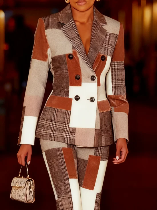 Urban Geometric Lapel Collar Blazer