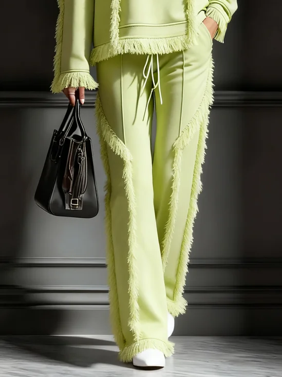 Casual Plain Straight Pants Sweatpants & Joggers