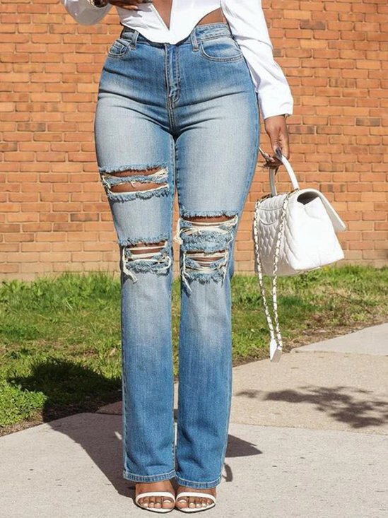 Casual Denim Ripped Jeans