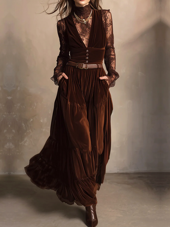 Urban Plain V Neck Maxi Dress No Belt Does not include inner wear