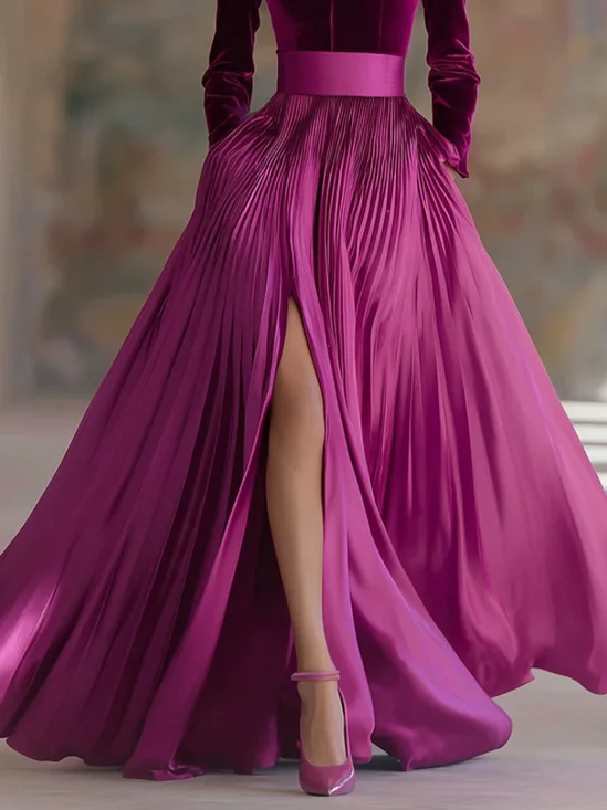 Elegant Slit Plain Skirt