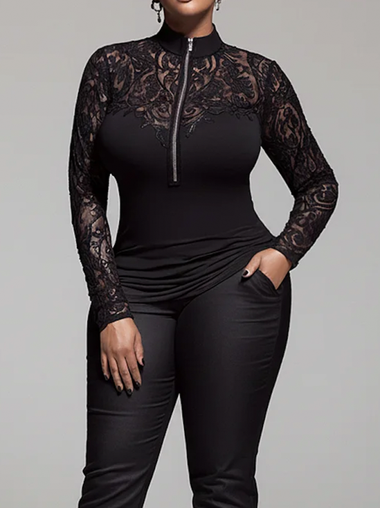 Urban Plain Stand Collar Blouse